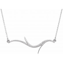 14K White 1/8 CTW Diamond Freeform Bar 18 Necklace - 862926000P