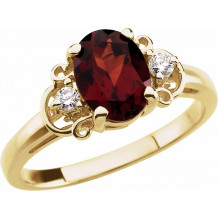 14K Yellow Mozambique Garnet & .06 CTW Diamond Accented Ring - 60442208961P