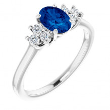 14K White Blue Sapphire  & 1/5 CTW Diamond Ring - 7160470007P