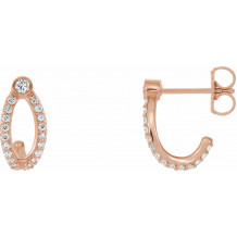 14K Rose 1/3 CTW Diamond J-Hoop Earrings - 86816602P