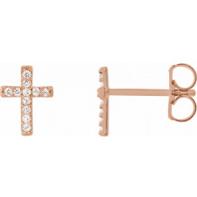 14K Rose .05 CTW Diamond Cross Earrings - R17013602P