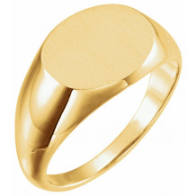 14K Yellow 14x12 mm Oval Signet Ring - 9823102P