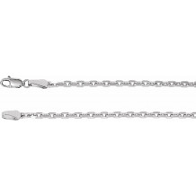 14K White 2.5 mm Diamond-Cut Cable 7 Chain - CH5251000P