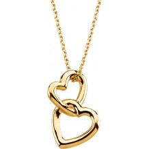 14K Yellow Double Heart 18 Necklace - 6907583011P