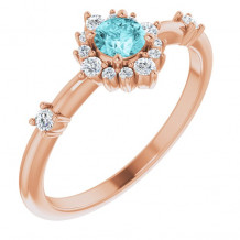 14K Rose Blue Zircon & 1/6 CTW Diamond Ring - 720886047P