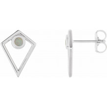 14K White Opal Cabochon Pyramid Earrings - 86862601P