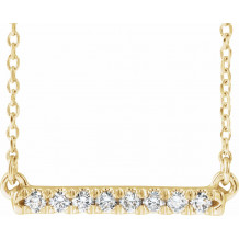 14K Yellow 1/8 CTW Diamond French-Set Bar 16 Necklace - 86969701P
