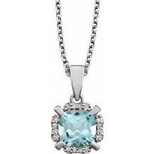 14K White Sky Blue Topaz & .05 CTW Diamond 18 Necklace - 65195360012P