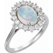 14K White Ethiopian Opal & 1/2 CTW Diamond Ring - 72070625P