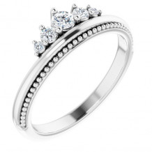 14K White 1/5 CTW Diamond Stackable Crown Ring - 123818600P