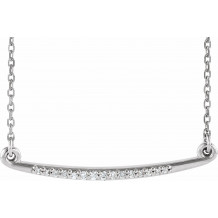 14K White .05 CTW Diamond Curved Bar 16-18 Necklace - 86681600P