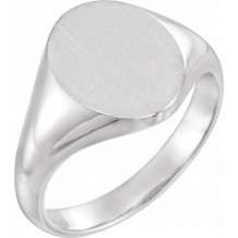 14K White 11x9.5 mm Oval Signet Ring - 554364368P