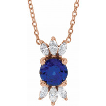 14K Rose Blue Sapphire & 1/5 CTW Diamond 16-18 Necklace - 86961607P