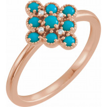 14K Rose Turquoise & .02 CTW Diamond Ring - 720736005P