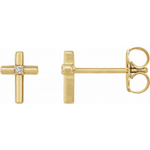 14K Yellow .01 CTW Diamond Cross Earrings - R17024601P