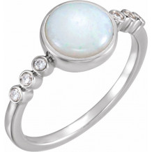 14K White Opal & 1/10 CTW Diamond Ring - 71824600P