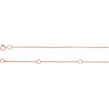 14K Rose 1 mm Adjustable Diamond-Cut Cable Chain 6 1/2-7 1/2 Bracelet - CH12360041P