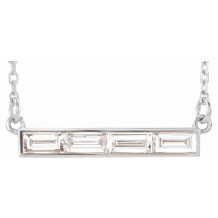 14K White 1/2 CTW Diamond Bar 17 Necklace - 863616004P