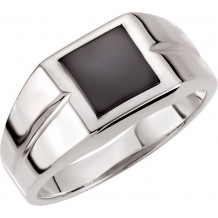 14K White 10 mm Square Onyx Ring - 60689101P