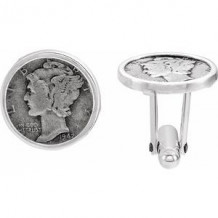 Sterling Silver Mercury Dime Coin Cuff Links