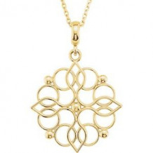 14K Yellow 27x18.75 mm Floral-Inspired 18" Necklace