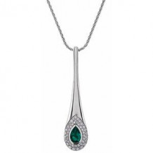 14K White Chatham Lab-Created Emerald & 3/8 CTW Diamond 18" Necklace