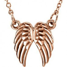 14K Rose Tiny Posh Angel Wings 16-18" Necklace
