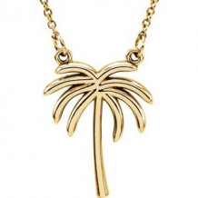 14K Yellow Palm Tree 16 1/2" Necklace