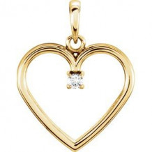 14K Yellow .025 CTW Diamond Heart Pendant