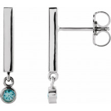 14K White Aquamarine Bar Earrings - 869066007P