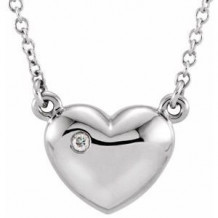14K White .01 CTW Diamond Heart 16.5" Necklace
