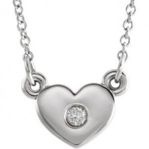Sterling Silver .03 CTW Diamond Heart 16" Necklace