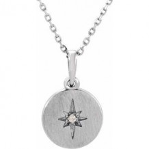 Sterling Silver .01 CT Diamond Starburst 16-18" Necklace