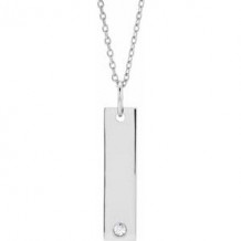 Sterling Silver .03 CT Diamond Bar 16-18" Necklace