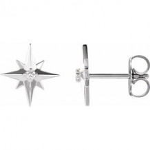 Sterling Silver .03 CTW Diamond Star Earrings