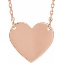 18K Rose Gold-Plated Sterling Silver 18x16.4 mm Heart 16-18" Necklace