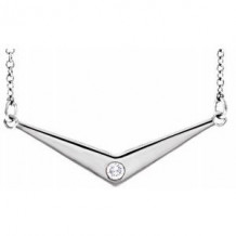 Sterling Silver .03 CTW Diamond Solitaire "V" 18" Necklace