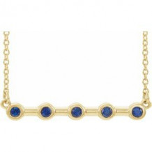 14K Yellow Blue Sapphire Bezel-Set Bar 18" Necklace