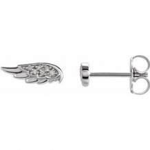 Sterling Silver .03 CTW Diamond Angel Wing Earrings
