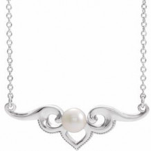 Sterling Silver Freshwater Cultured Pearl Bar 18" Necklace