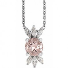 14K White Pink Morganite & 1/4 CTW Diamond 16-18" Necklace