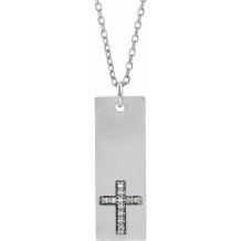 14K White .03 CTW Diamond Bar Cross 18 Necklace - 867816004P