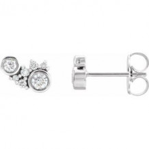 Platinum 1/4 CTW Diamond Scattered Bezel-Set Earrings