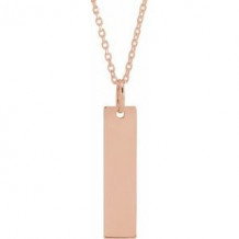 18K Rose Gold-Plated Sterling Silver 20x5 mm Bar 16-18" Necklace