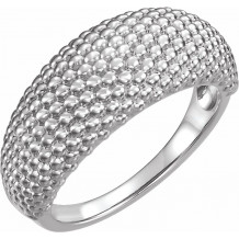 14K White Beaded Dome Ring - 51679101P