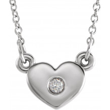 14K White .03 CTW Diamond Heart 16 Necklace - 86335600P