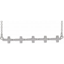 14K White Sideways Cross Bar 18 Necklace - R45401600P