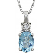 14K White Sky Blue Topaz & .02 CTW Diamond 18 Necklace - 651534101P