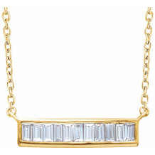 14K Yellow 1/4 CTW Diamond Baguette Bar 16-18 Necklace - 65188560003P