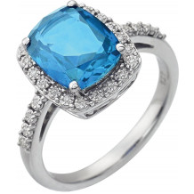 14K White Swiss Blue Topaz & .07 CTW Diamond Ring - 65142670001P